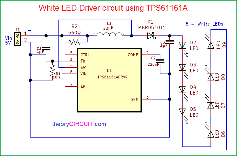 White LED Driver using TPS61161A
