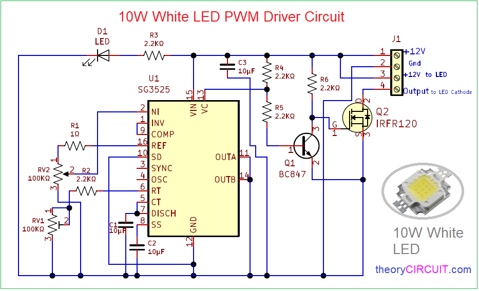 10W White LED PWM