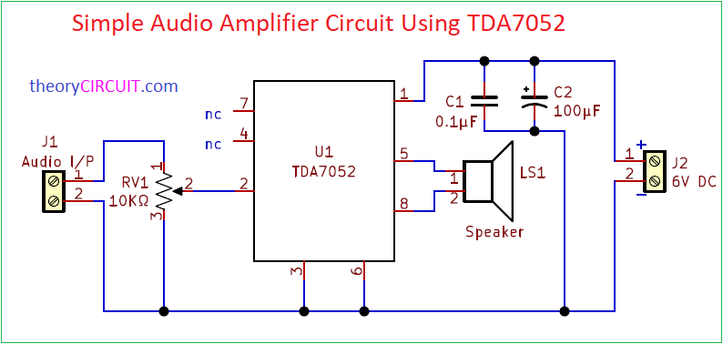 Simple Audio Amplifier Circuit Using Tda