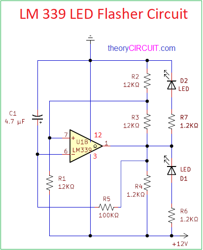 Led Flasher Circuit Using Lm339 9934