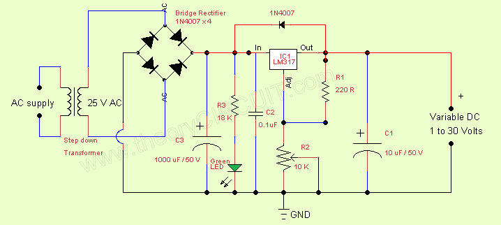 Variable Regulated Power Supply IC LM317