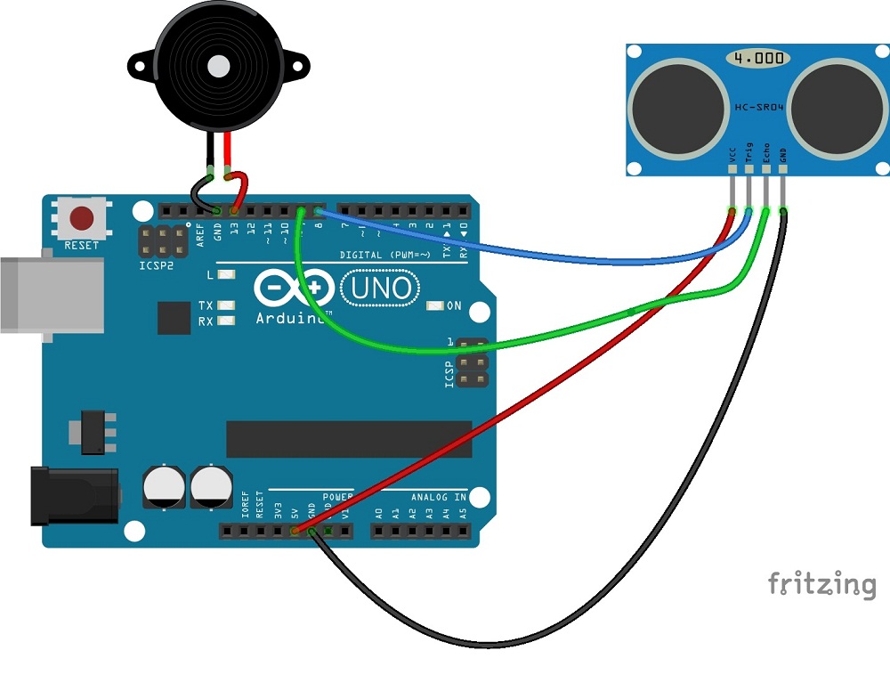 Arduino Ultrasonic Sensor Circuit Diagram 