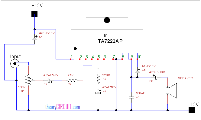 Audio Power Amplifier Circuit diagram