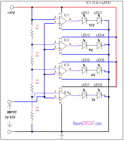 LED voltmeter circuit