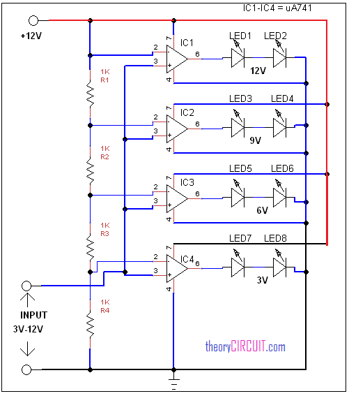 LED Voltmeter circuit diagram