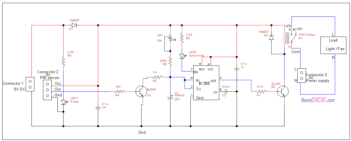 Power saver circuit using PIR sensor ir sensor circuit diagram 