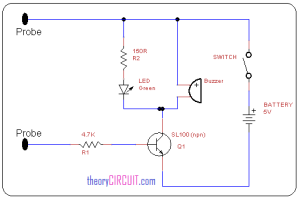 Simple Continuity Tester Circuit Diagram