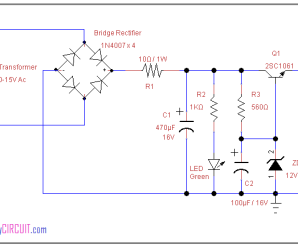 12 Volt Regulated power supply circuit using zener diode