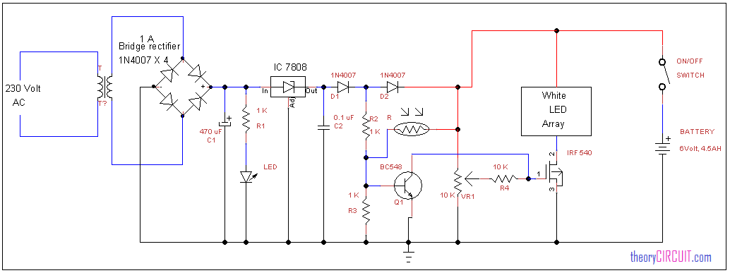 Automatic emergeny light circuit