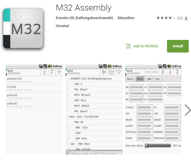 M32 assembly app