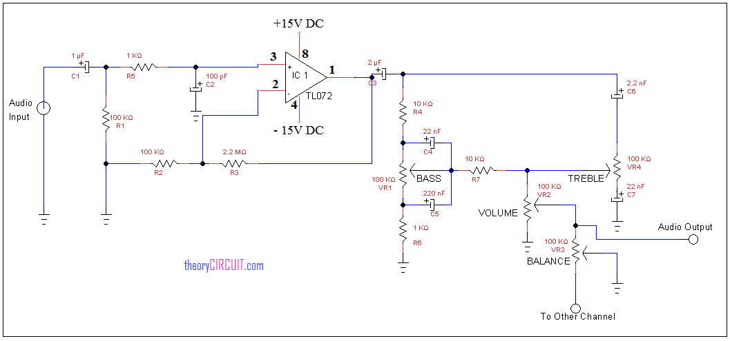 Tone control circuit using opamp