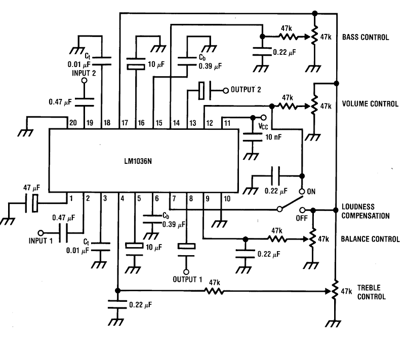application circuit LM1036