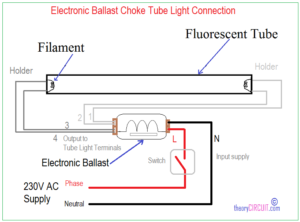 electronic choke connection with tube light