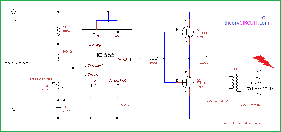 Inverter circuit using IC 555