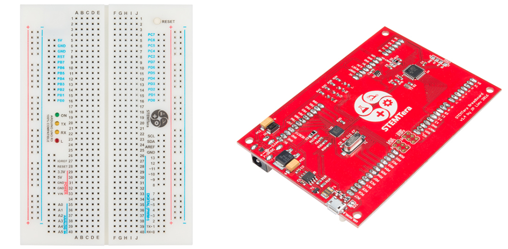 breadboard with arduino board stemtera