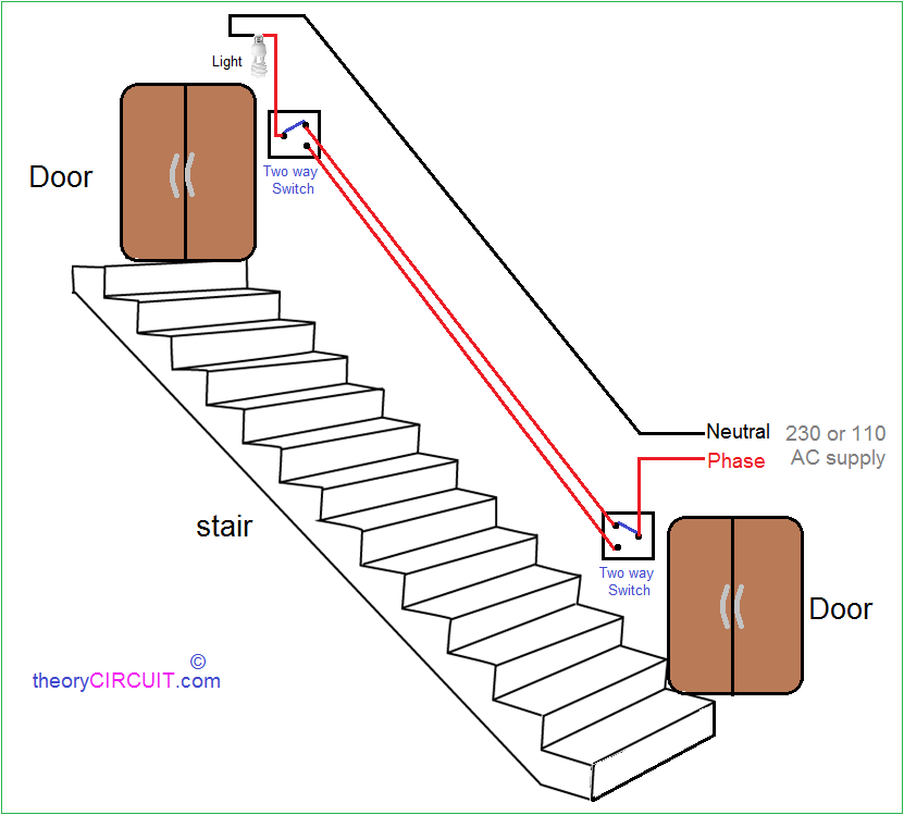 Two Way Light Switch Connection, Two Way Switching Wiring Diagram