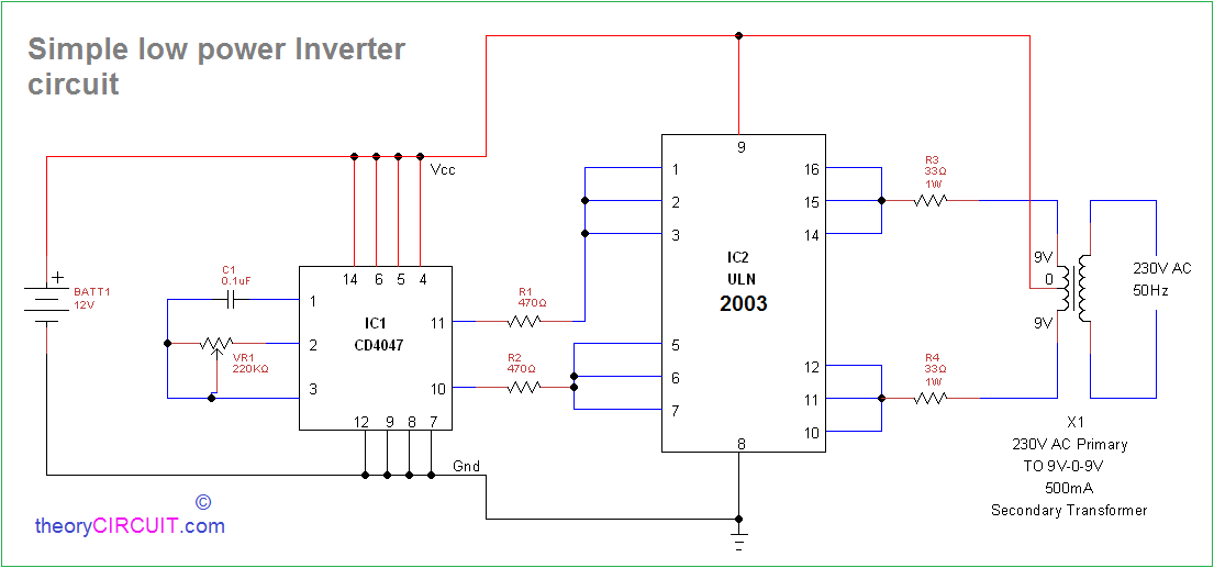 Simple Inverter  Circuit  using CD4047  and ULN2003