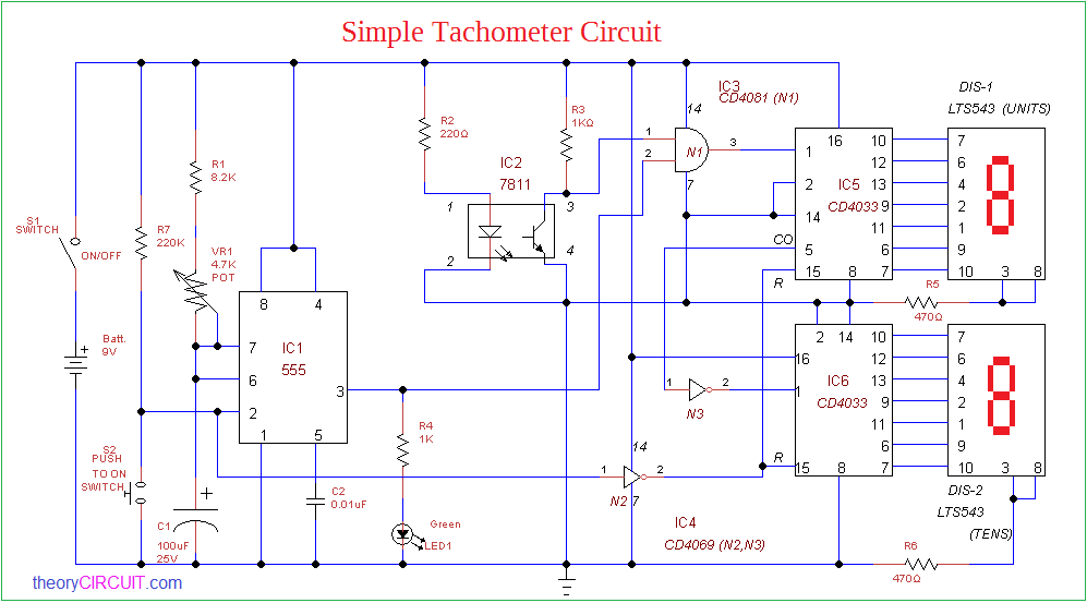 Simple Tachometer Circuit logic diagram of johnson counter 