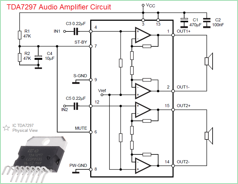 Car Audio Amplifier Circuit 15W-15W