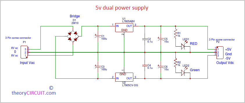 5v Dual Power Supply Circuit With Pcb
