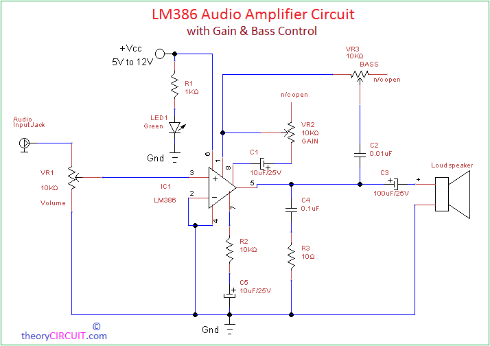 Lm386 Acoustic Audio Amplifier Circuit