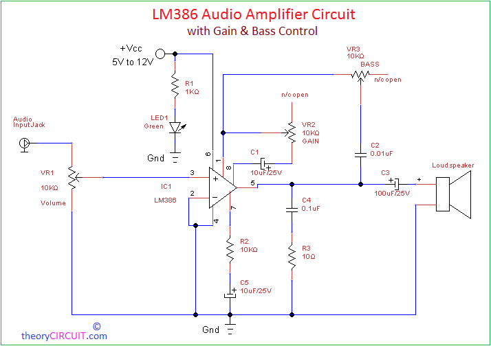 Lm386 Ic Audio Amplifier Circuit Diagram 6203