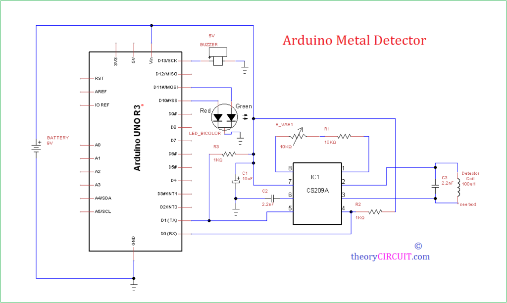 Metal Detector Circuit Diagram Using Transistor