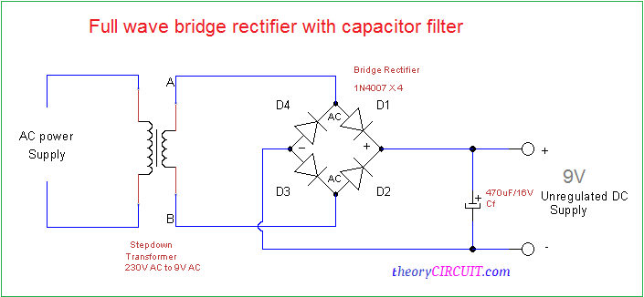 Full Wave Bridge Rectifier Circuit Diagram