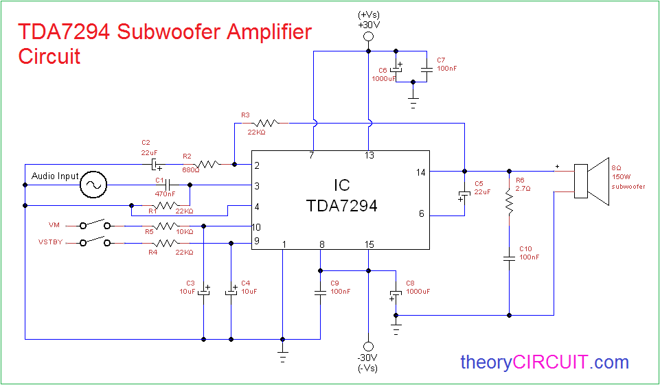 kolbe Høflig Spole tilbage TDA7294 Subwoofer Amplifier Circuit