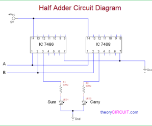 half adder using 7486 7408 Archives - theoryCIRCUIT - Do It Yourself ...