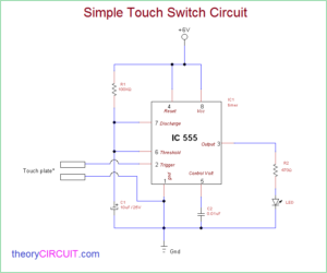 touch switch circuit using ic 555 - theoryCIRCUIT - Do It Yourself ...