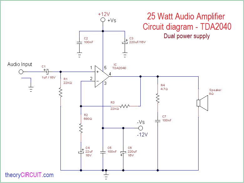 25 Watt Audio Power Amplifier Circuit