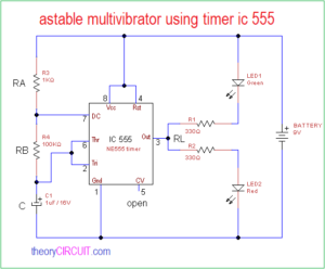 astable multivibrator using timer ic 555 - theoryCIRCUIT ...
