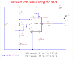 Transistor Tester Circuit Using 555 Timer