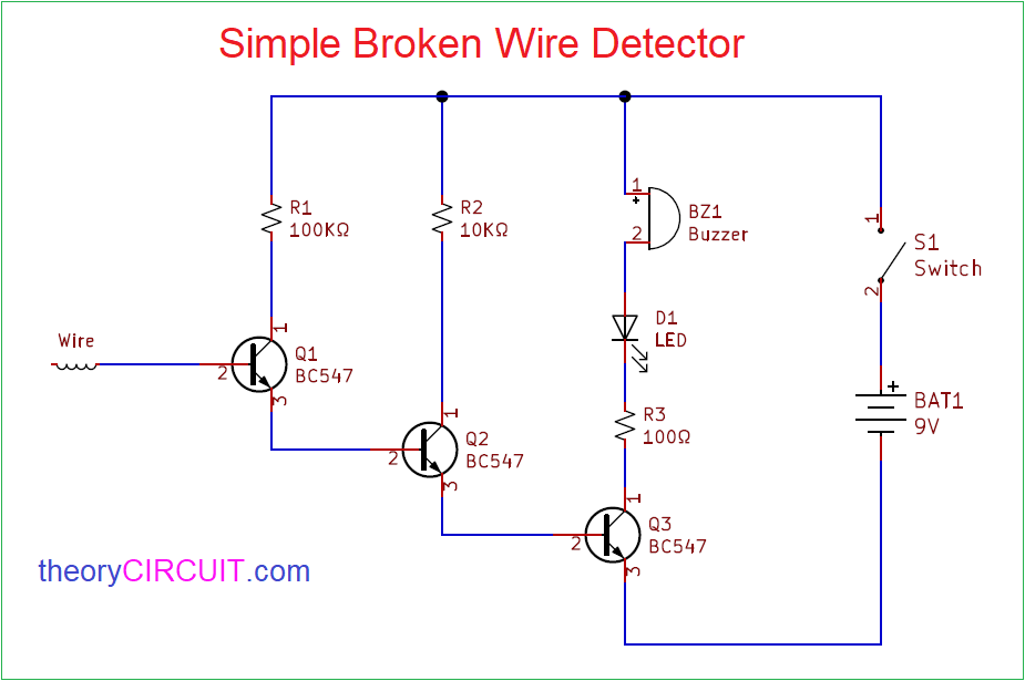 LIVE WIRE AND BROKEN WIRE DETECTOR SIMPLE CIRCUIT 