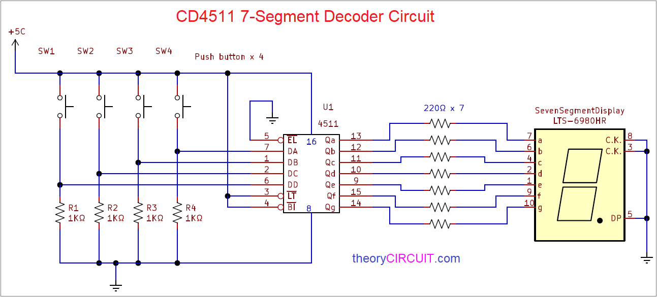 Bcd To 7 Segment Decoder Schematic Segment Decoder Bcd Cd451