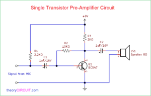 pre amp transistor circuit diagram