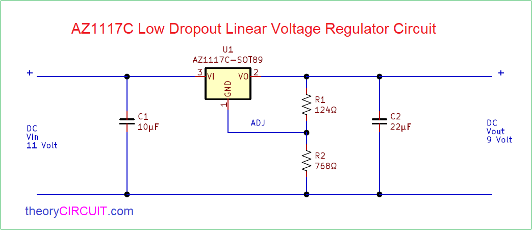 AZ1117C Low Dropout Linear Voltage Regulator Circuit