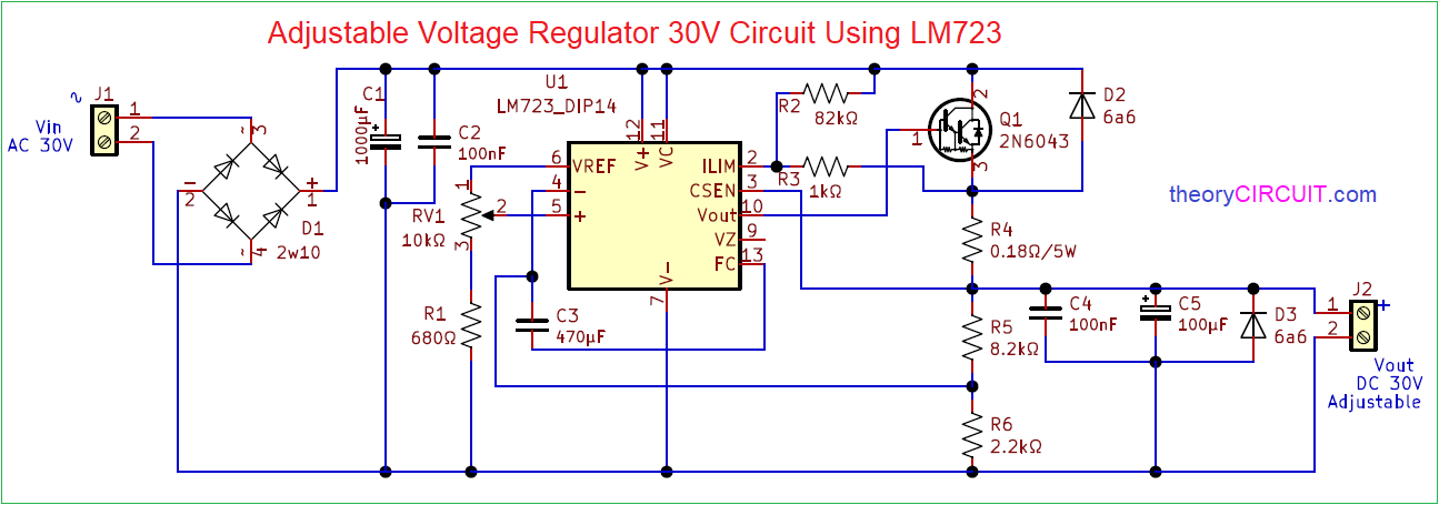 Adjule Voltage Regulator 30v Circuit