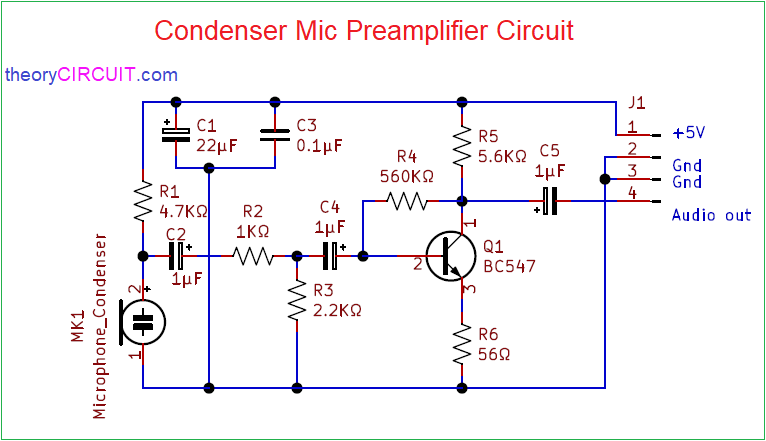 Condenser Mic Preamplifier Circuit