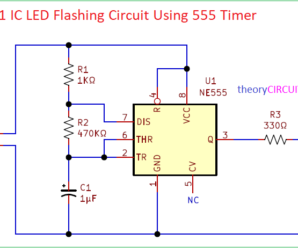 1 IC LED Flashing Circuit Using 555 Timer