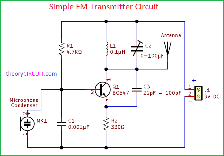 simple condenser microphone diagram