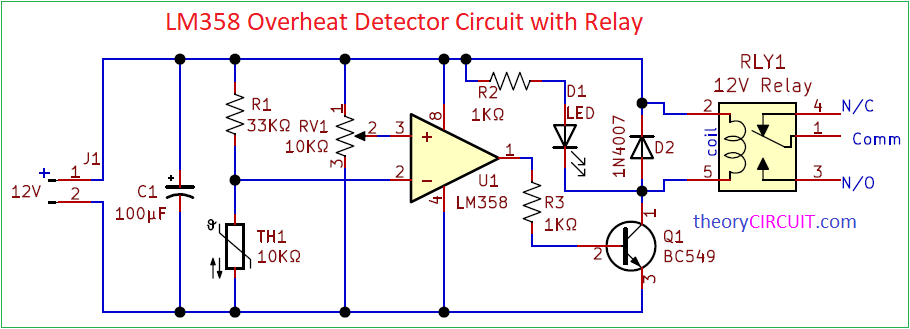 LM358 Overheat Detector Circuit