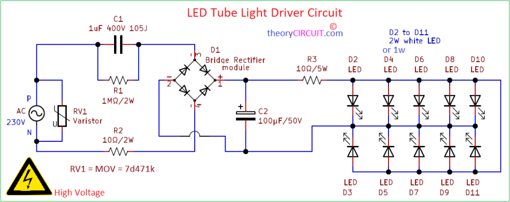 LED Tube Light Driver Circuit