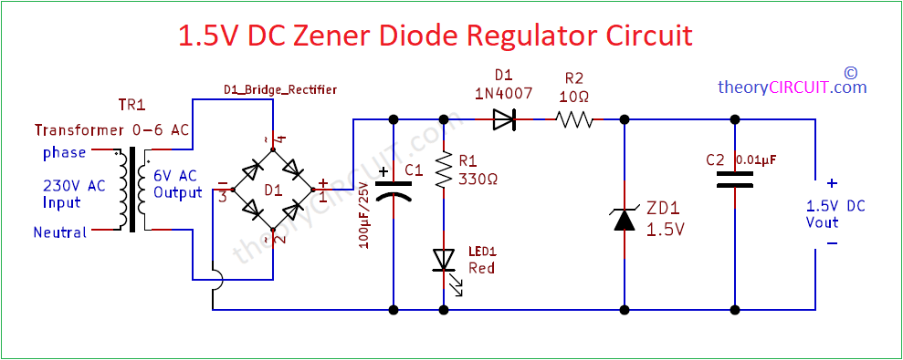 voltage regulator circuit using zener diode