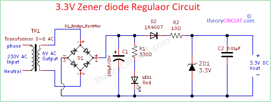 voltage regulator circuit using zener diode