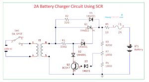 2A-battery-charger-circuit-using-SCR - theoryCIRCUIT - Do It Yourself