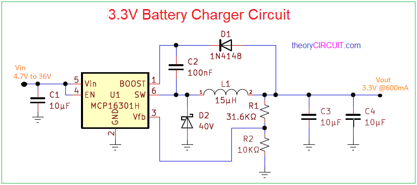 Enlighten Watt rødme 3.3V Battery Charger Circuit