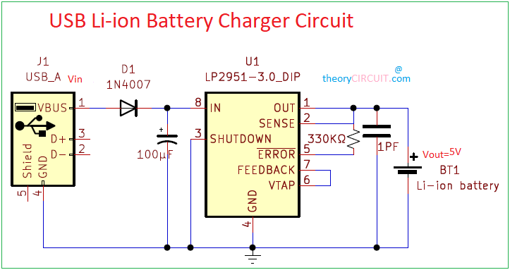 USB Li-ion Battery Charger Circuit