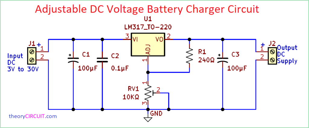Adjustable DC Voltage Battery Charger Circuit